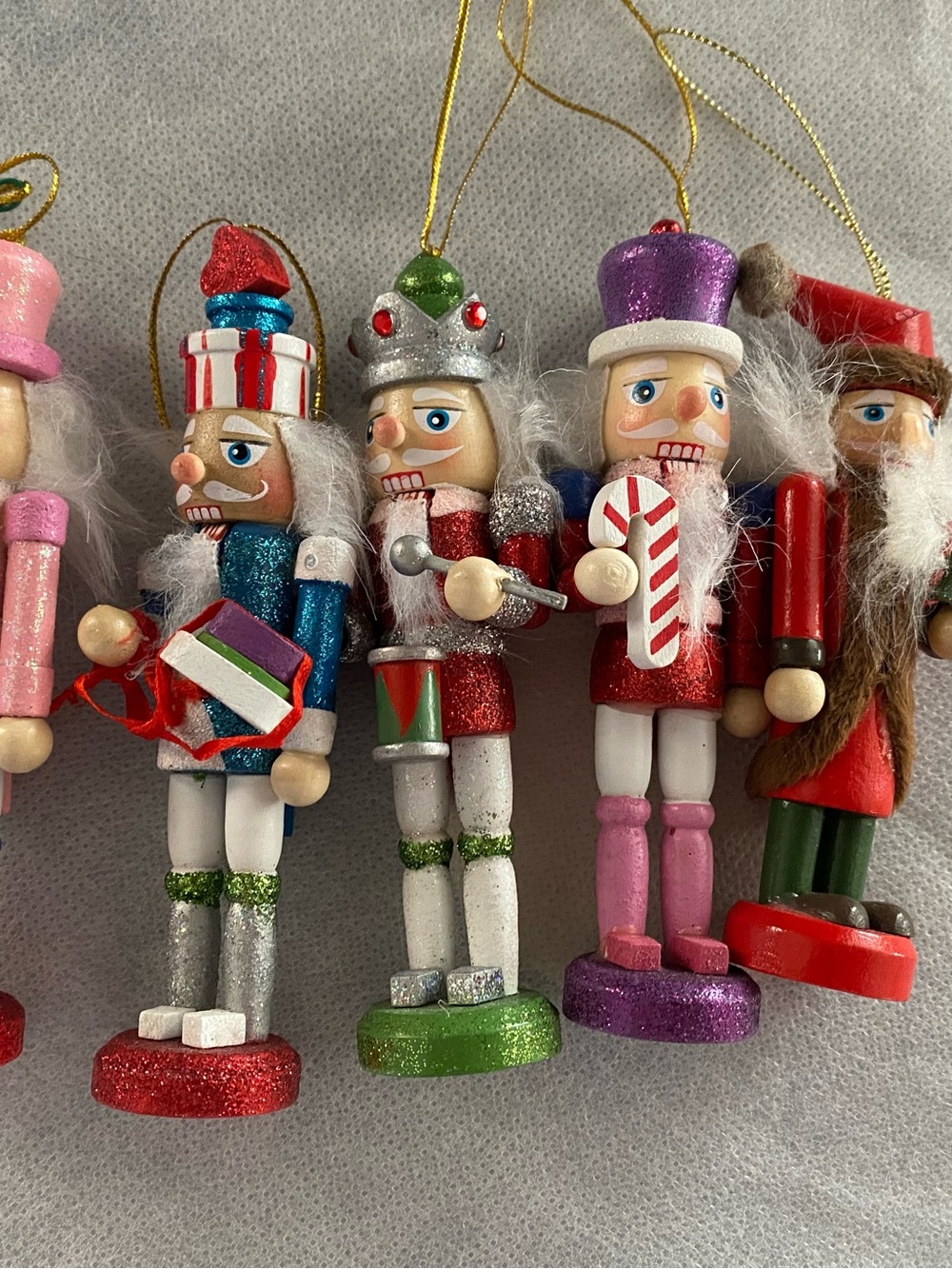 Nutcracker Ornaments Lot 5 Wooden Santa Figures 5 Inch Christmas Wood